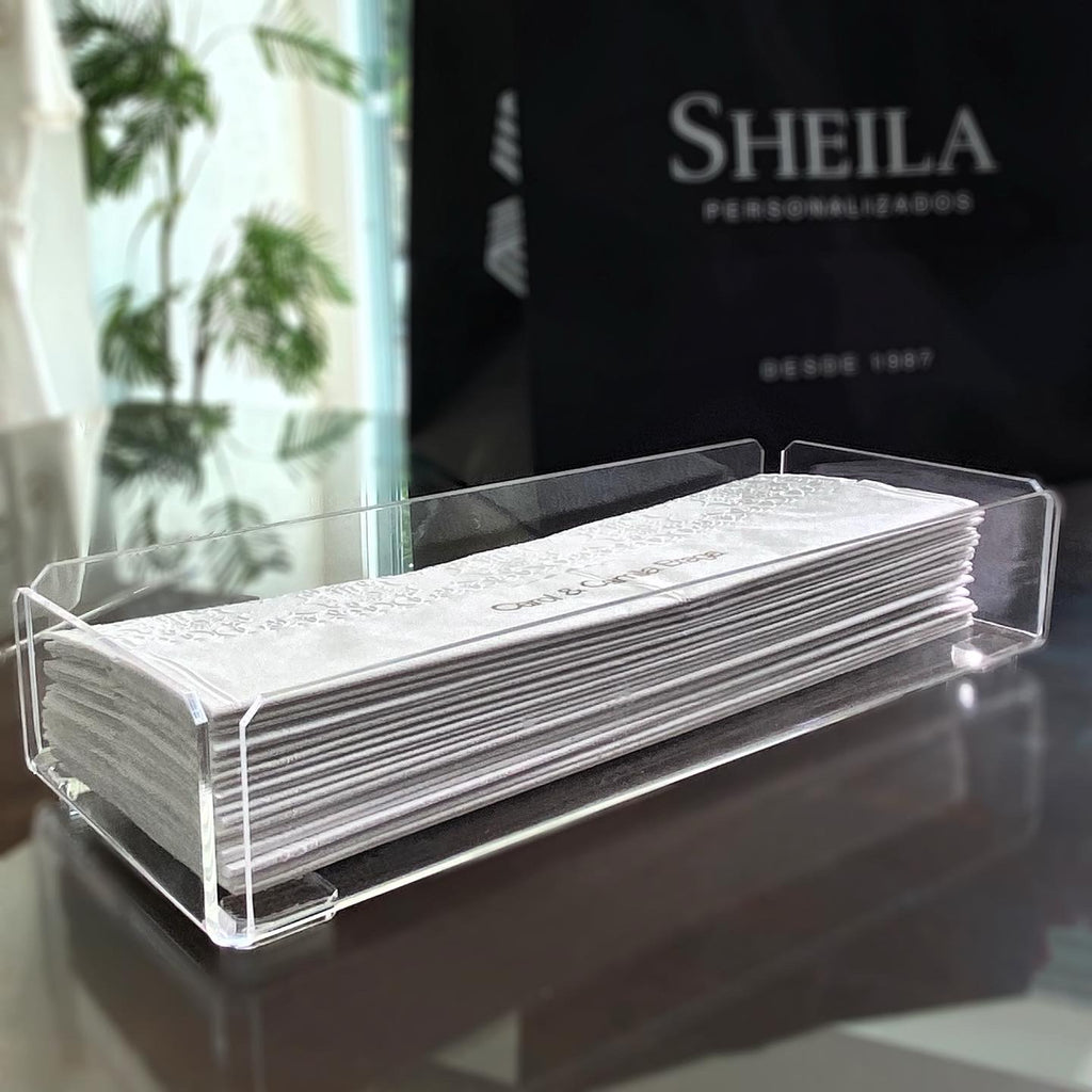 Kit Lavabo - 50 Und Toalhas Trevo + Porta Sab. Líquido + Suporte Acrílico