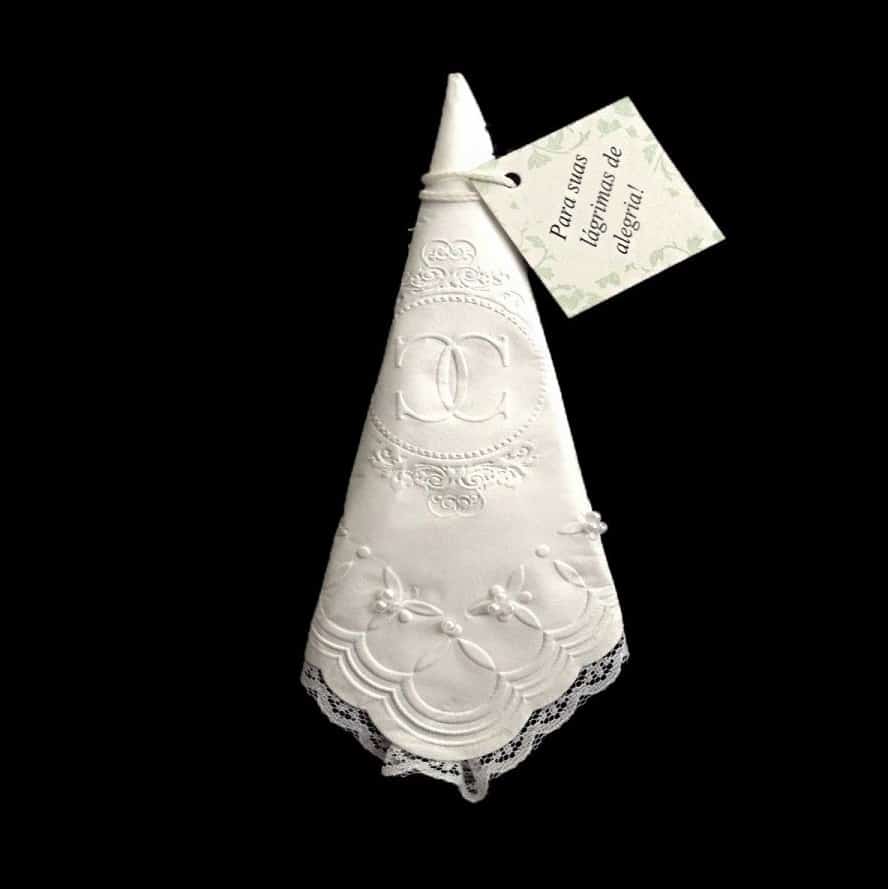 Lenços Lágrimas de Alegria  Trevo com Pérola e Renda