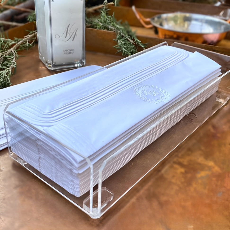 200 Toalhas Lavabo Clássica PERSONALIZADAS + Suporte de Acrílico